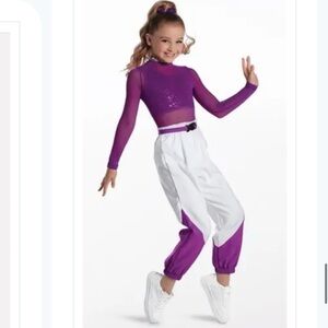 Weissman white and Purple Kids dance costume #hiphop